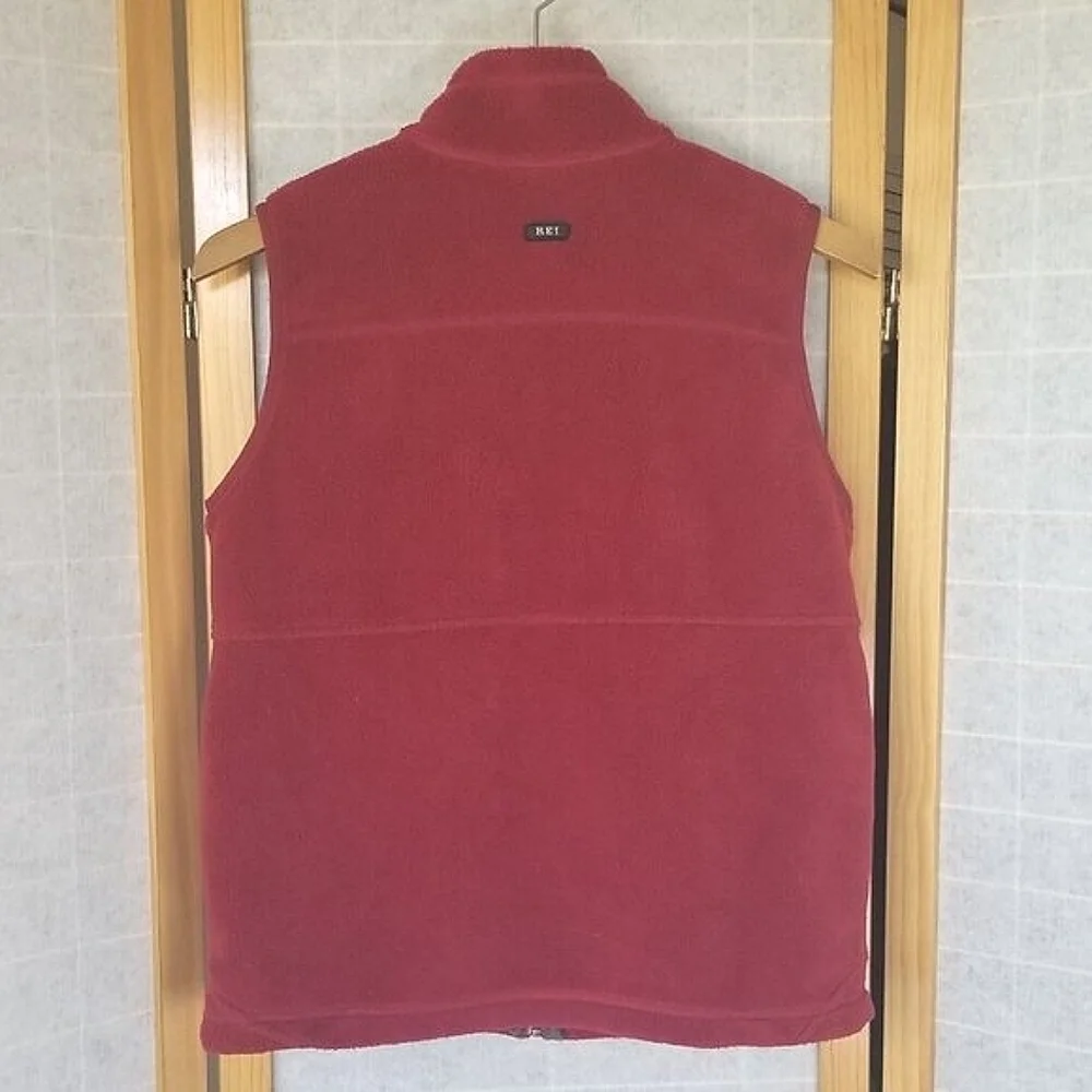 Boy's REI Outdoor Vest Large 14/16 Dark Red Crimson Full Zip Fleece